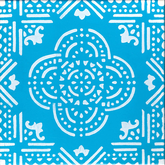 LR SC Madras Fondo Turchese Decoro Bianco | Ceramic tiles | La Riggiola