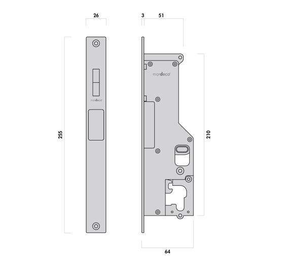 Mardeco 8104 M-Series Flush Pull Euro Lock Set Black | Maniglie ad incasso | Mardeco International Ltd.