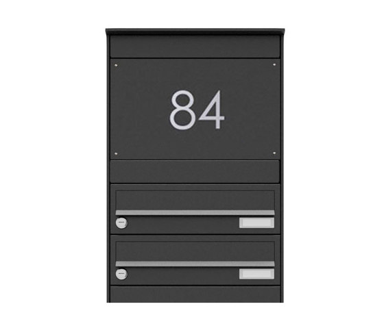 Basic | 2er Edelstahl Briefkastenstele BASIC Plus 864X mit Paketfach 550x370 - RAL nach Wahl | Mailboxes | Briefkasten Manufaktur