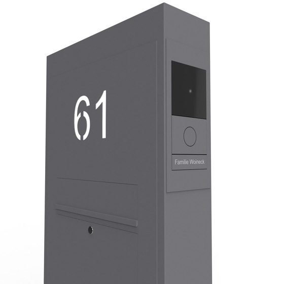Designer | Briefkastensäule Designer BIG - GIRA System 106 - Video- Sprechanlage - Hausnummer - RAL Farbe Rechts | Briefkästen | Briefkasten Manufaktur