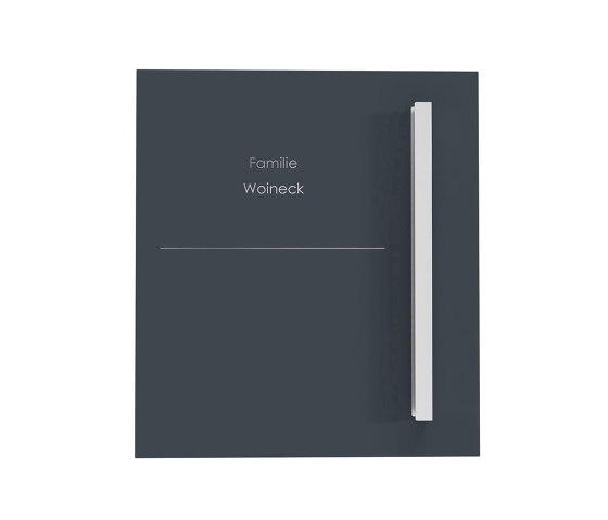 Schiller | Design Edelstahl Briefkasten SCHILLER MEDIUM Elegance II mit Griffleiste - Hausnummer - Name - RAL | Buchette lettere | Briefkasten Manufaktur
