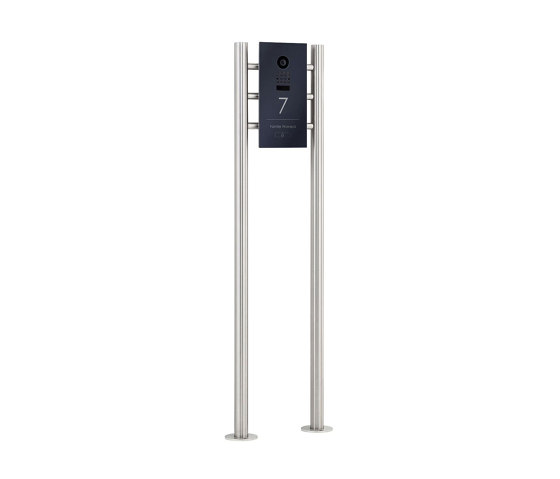 Designer | Edelstahl Video Stele DESIGNER 529S ST-R Elegance I mit DoorBird D1100E - RAL nach Wahl | Campanelli | Briefkasten Manufaktur