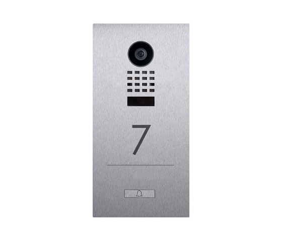 Designer | Edelstahl Video Stele DESIGNER 529S ST-R Elegance I mit DoorBird D1100E - Edelstahl geschliffen | Klingeln / Klingelplatten | Briefkasten Manufaktur
