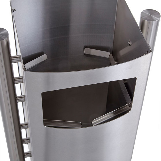 Basic | Abfalleimer - Abfallbehälter Design BASIC 650X ST-R - 45 Liter - Edelstahl geschliffen Deckel in Edelstahl, geschliffen | Cubos basura / Papeleras | Briefkasten Manufaktur