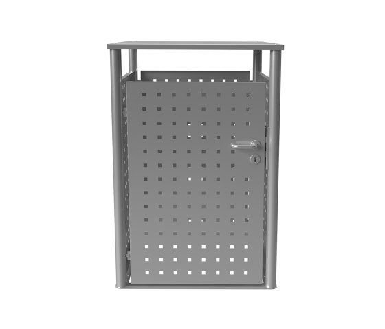 Basic | Edelstahl Mülltonnenbox BASIC 750V1 - 1-fach - Edelstahl geschliffen Türanschlag links * Schloß rechts | Waste baskets | Briefkasten Manufaktur