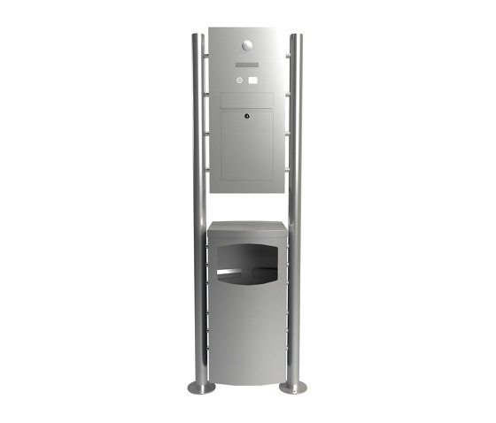 Basic | Edelstahl Standbriefkasten Designer Modell ST-R mit Abfallbehälter - Clean Edition - INDIVIDUELL | Waste baskets | Briefkasten Manufaktur