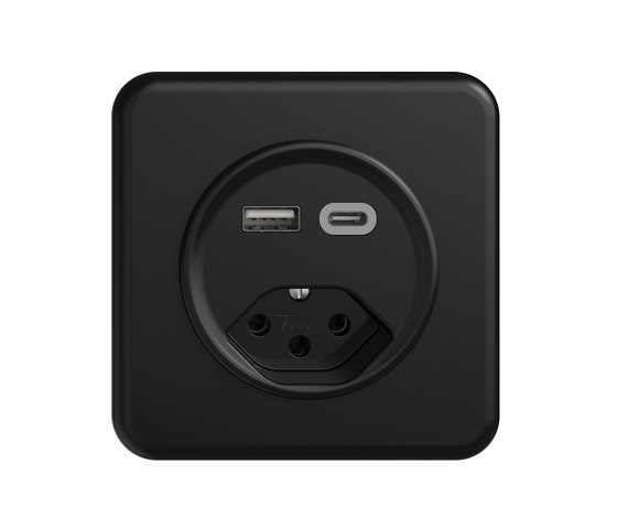 Prise de charge USB | STANDARDdue prise de charge USB, type 13, A&C noir | Prises norme suisse | Feller