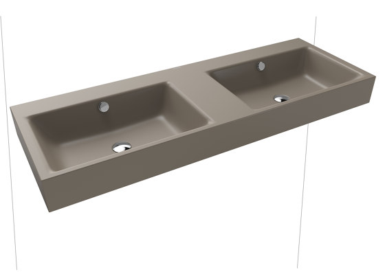 Puro wall-hung double washbasin (two depressions) warm grey 60 | Lavabi | Kaldewei