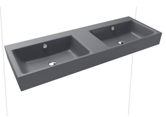 Puro wall-hung double washbasin (two depressions) cool grey 70 | Lavabos | Kaldewei