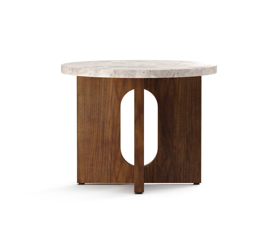 Androgyne Side Table, Ø50, Walnut | Kunis Breccia Stone | Beistelltische | Audo Copenhagen