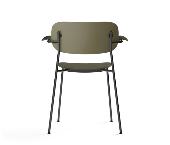 Co Dining Chair w/Armrest | Plastic, Black Steel | Olive Plastic | Chaises | Audo Copenhagen