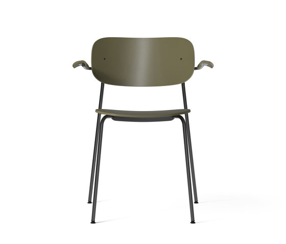 Co Dining Chair w/Armrest | Plastic, Black Steel | Olive Plastic | Chairs | Audo Copenhagen