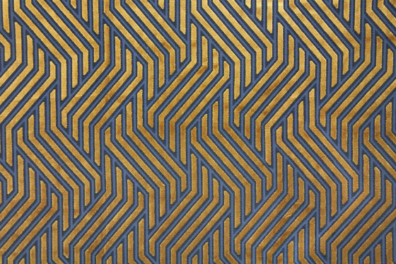Invicta | Modernist Jacquard Velvet 02 Gold Over Blue | Tissus d'ameublement | Aldeco