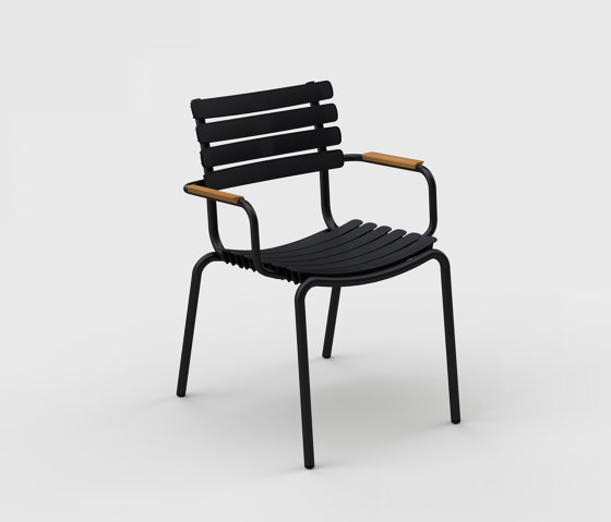 ReCLIPS | Dining chair Black with Bamboo armrests | Sedie | HOUE