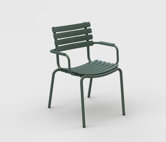 ReCLIPS | Dining chair Olive Green with Aluminum armrests | Sedie | HOUE