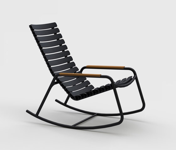 ReCLIPS | Rocking chair Black with Bamboo armrests | Poltrone | HOUE