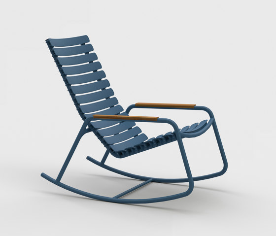 ReCLIPS | Rocking chair Sky Blue with Bamboo armrests | Poltrone | HOUE