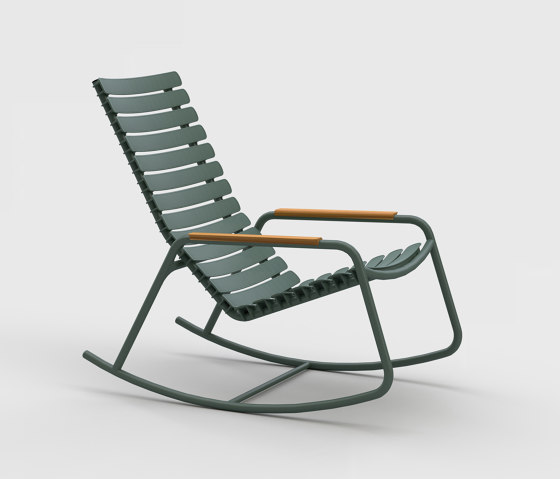 ReCLIPS | Rocking chair Olive Green with Bamboo armrests | Sessel | HOUE