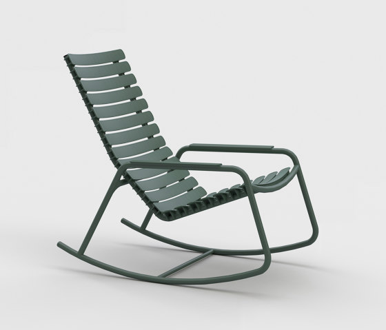 ReCLIPS | Rocking chair Olive Green with Aluminum armrests | Poltrone | HOUE