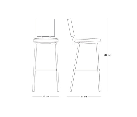 Option Bar Lightblue, 65cm, Round seat, square backrest | Bar stools | PUIK