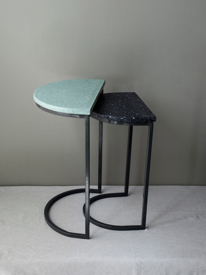 Double Green & Black Semi Circle Coffee Tables | Nesting tables | Karoistanbul