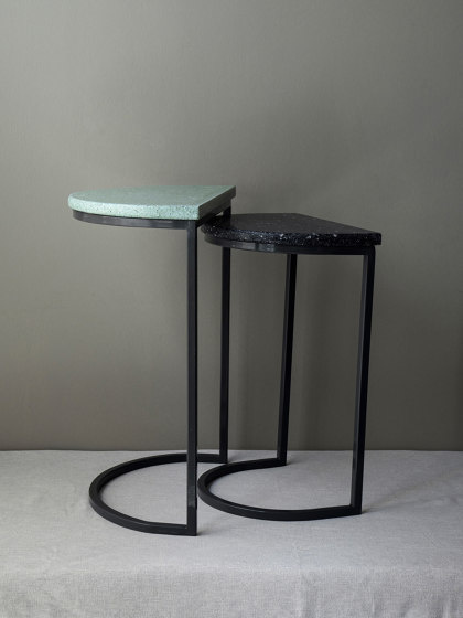 Double Green & Black Semi Circle Coffee Tables | Tables gigognes | Karoistanbul
