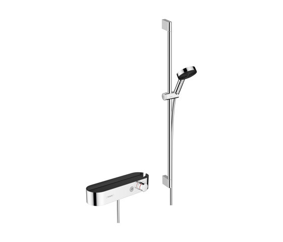 hansgrohe Pulsify Select Set de ducha visto 105 3jet Relaxation con termostato ShowerTablet Select Combi barra de ducha 90 cm | Grifería para duchas | Hansgrohe