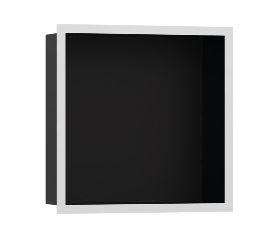 hansgrohe XtraStoris Individual Nicho de pared negro mate con marco de diseño 30 x 30 x 10 cm | Repisas / Soportes para repisas | Hansgrohe
