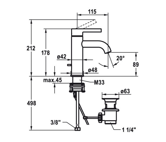 KWC BEVO Lever mixer with pop-up valve | Wash basin taps | KWC Home