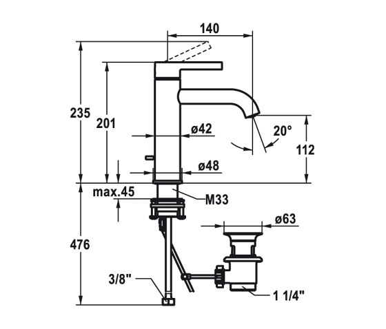 KWC BEVO Lever mixer with pop-up valve | Wash basin taps | KWC Home