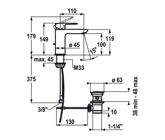 KWC ELLA Lever mixer with pop-up valve | Grifería para lavabos | KWC Home