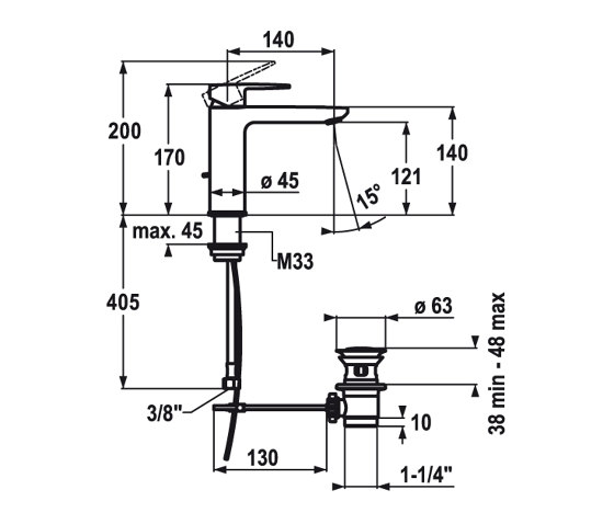 KWC ELLA Lever mixer with pop-up valve | Wash basin taps | KWC Home