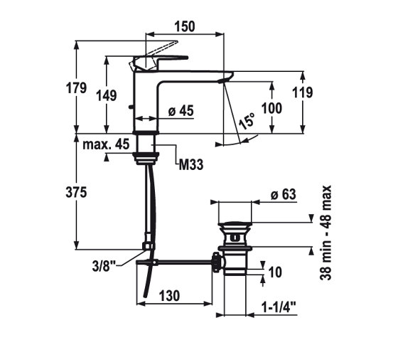 KWC ELLA Lever mixer with pop-up valve | Grifería para lavabos | KWC Home