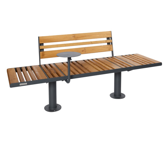 Star | Outdoor Bench with Backrest and Table | Bancs | Punto Design
