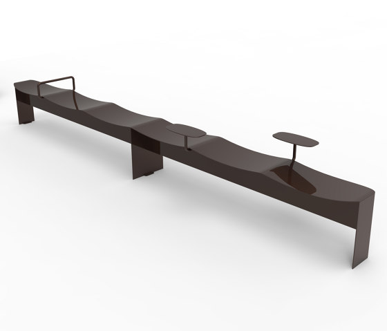 Flow | Outdoor Bench with Armrest and Table | Sitzbänke | Punto Design