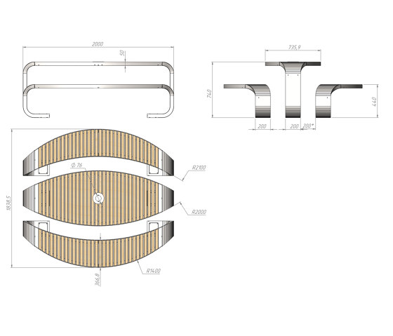 Kresent | Outdoor Set for Picnic | Table-seat combinations | Punto Design