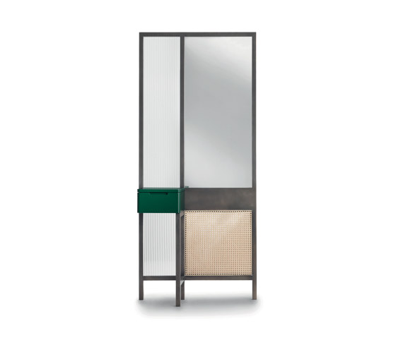 Threshold Meuble miroir - Version haute avec tiroir laqué vert | Coiffeuses | ARFLEX
