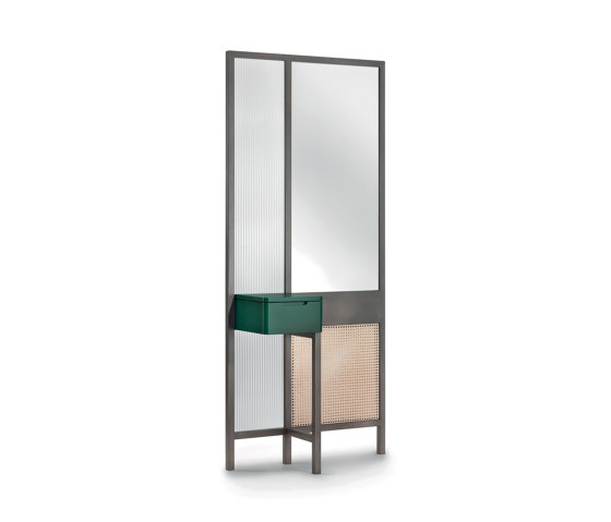 Threshold Mirror Cabinet - High Version with green lacquered drawer | Tocadores | ARFLEX