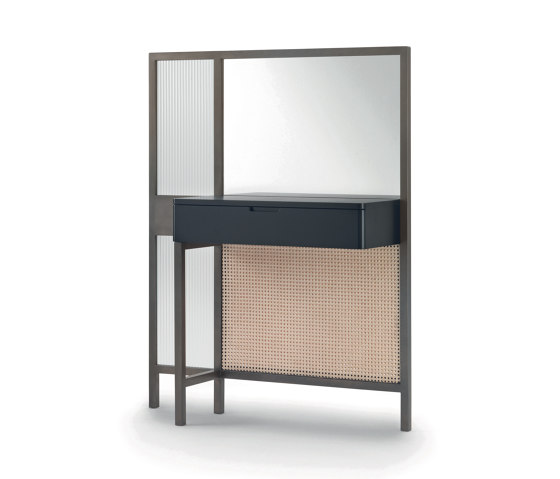 Threshold Mirror Cabinet - Low Version with black lacquered drawer | Dressing tables | ARFLEX