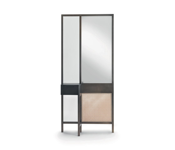 Threshold Meuble miroir - Version haute avec tiroir laqué noir | Coiffeuses | ARFLEX