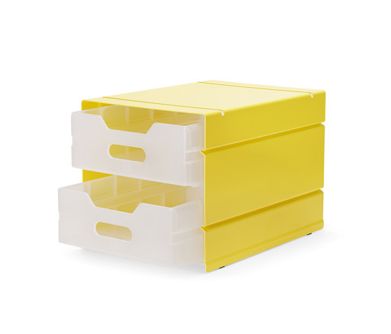 Atlas | Container, 2 compartments | sulfur yellow RAL 1016 | Portaoggetti | Magazin®