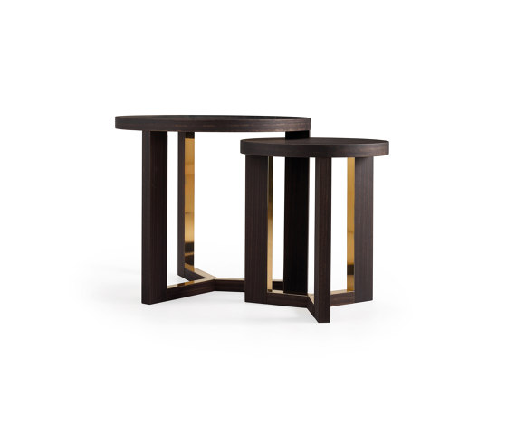 Tri Side Tables Wood & Brass | Side tables | HMD Furniture