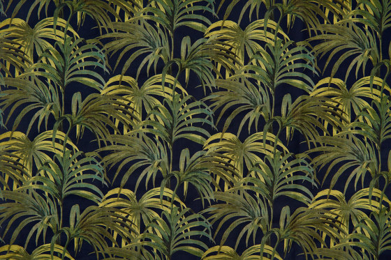 PALMERAL Cotton Linen - Midnight & Green | Drapery fabrics | House of Hackney