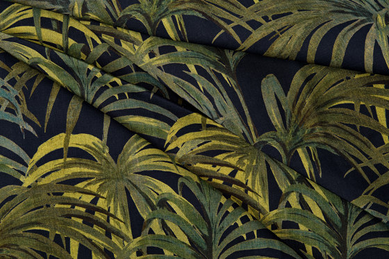 PALMERAL Cotton Linen - Midnight & Green | Dekorstoffe | House of Hackney