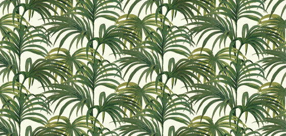 PALMERAL Cotton Linen - Off White & Green | Tejidos decorativos | House of Hackney