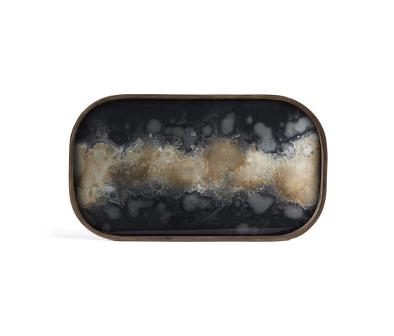 Classic tray collection | Black Organic glass valet tray - rectangular - L | Plateaux | Ethnicraft