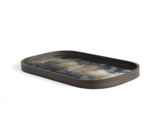 Classic tray collection | Black Organic glass valet tray - rectangular - L | Trays | Ethnicraft
