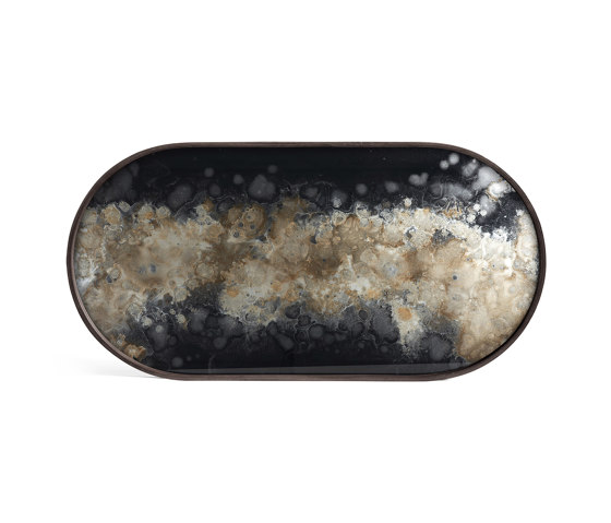 Classic tray collection | Black Organic glass tray - oblong - M | Bandejas | Ethnicraft