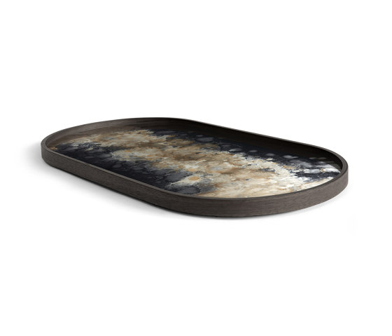 Classic tray collection | Black Organic glass tray - oblong - M | Bandejas | Ethnicraft