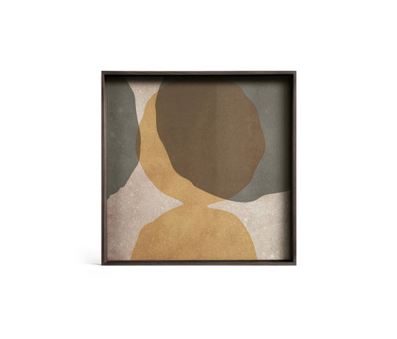 Translucent Silhouettes tray collection | Cinnamon Overlapping Dots glass tray - square - S | Bandejas | Ethnicraft